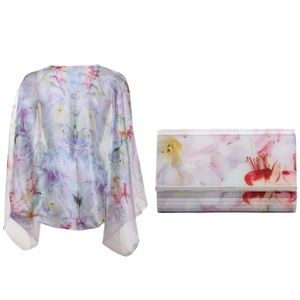 Ted Baker Hanging Gardens Resin Clutch & Debbiee Silk Cape Scarf